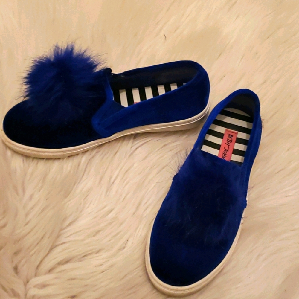 Betsey Johnson Pompom Slip On Sneakers